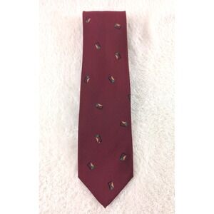 Giorgio Armani 100% Silk Tie Made in Italy Burgundy Geometric Vintage Necktie